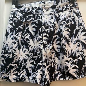 Diane Von Furstenberg Black and White Tropical Print Shorts